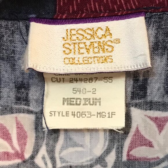 Jessica Stevens Paisley Floral Blouse: Vintage 80s Rayon Tunic, Magenta Blue, M - Picture 4 of 9